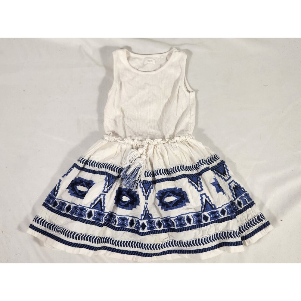 NEXT Childrens Boho Ethnic Dress Embroidered White/Blue 5YR